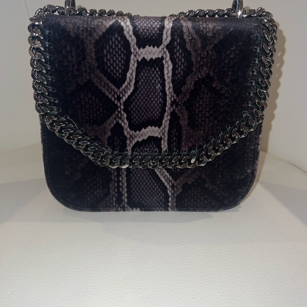 Stella McCartney Black Snake Print Crossbody Bag